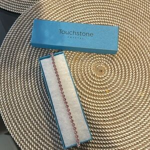 Touchstone Crystal pink faux Diamond tennis bracelet New in Box